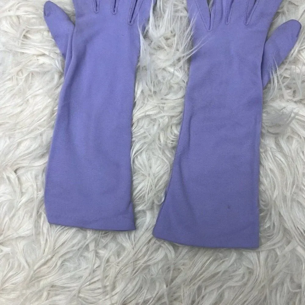 Vintage 70s Pastel Purple Nylon Cotton Forearm Length Womens Gloves ONE SIZE